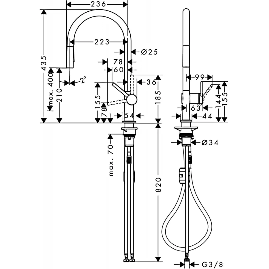 Кухонный смеситель Hansgrohe Talis M54 210 2jet с вытяжным изливом, хром (72800000) Фото - 4