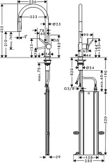 Смеситель для кухни Hansgrohe TALIS M54, однорычажный, 210, с вытяжным душем, 2jet, sBox, хром Фото - 1