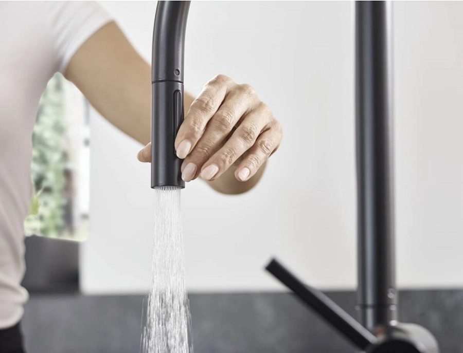 Кухонный смеситель Hansgrohe Talis 210 2jet с вытяжным изливом Sbox, нержавеющая сталь (72801800) Фото - 4