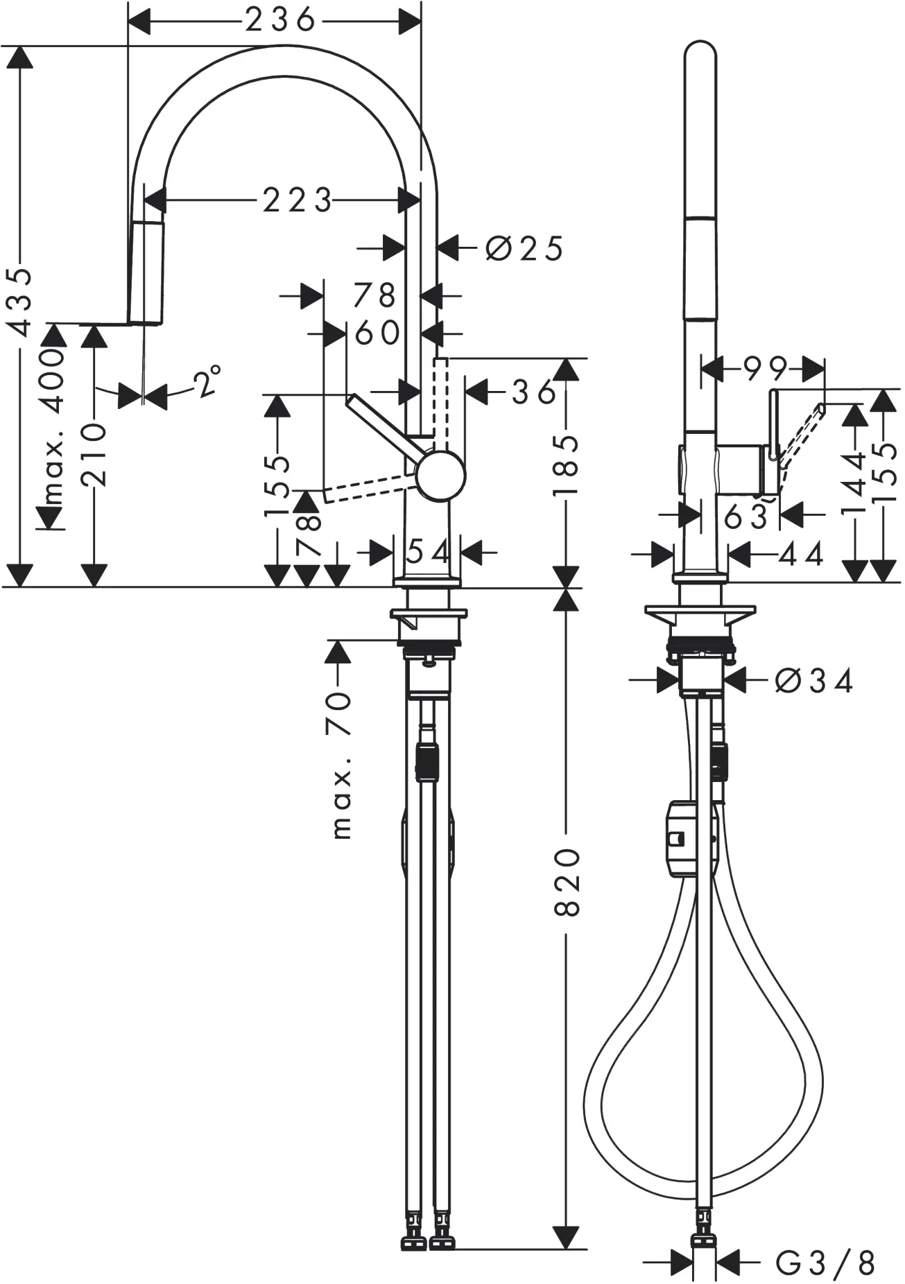 Кухонный смеситель Hansgrohe Talis 210 1jet с вытяжным изливом, хром (72802000) Фото - 1