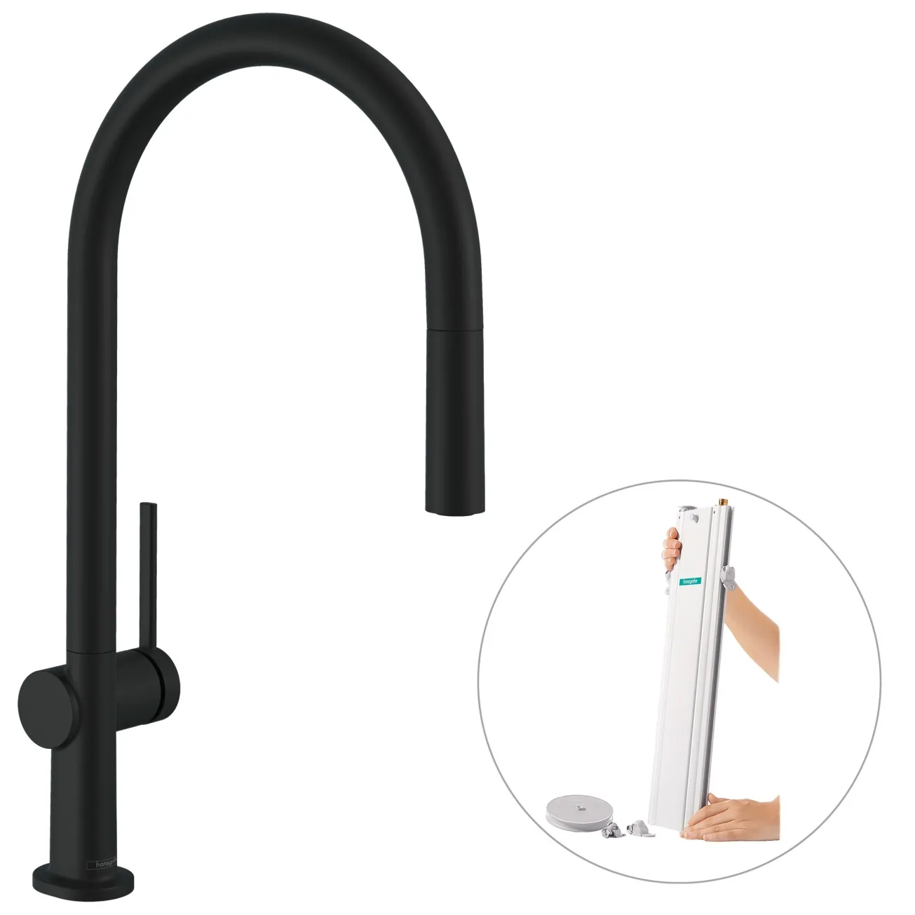 Кухонний змішувач Hansgrohe Talis 210 1jet з витяжним виливом Sbox, чорний матовий (72803670)