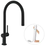 Кухонний змішувач Hansgrohe Talis 210 1jet з витяжним виливом Sbox, чорний матовий (72803670)