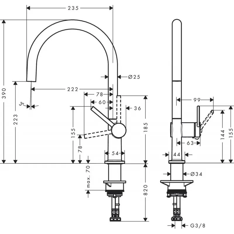 Змішувач для кухні Hansgrohe TALIS M54  220, одноважiльний, 1jet, чорний матовий Фото - 1