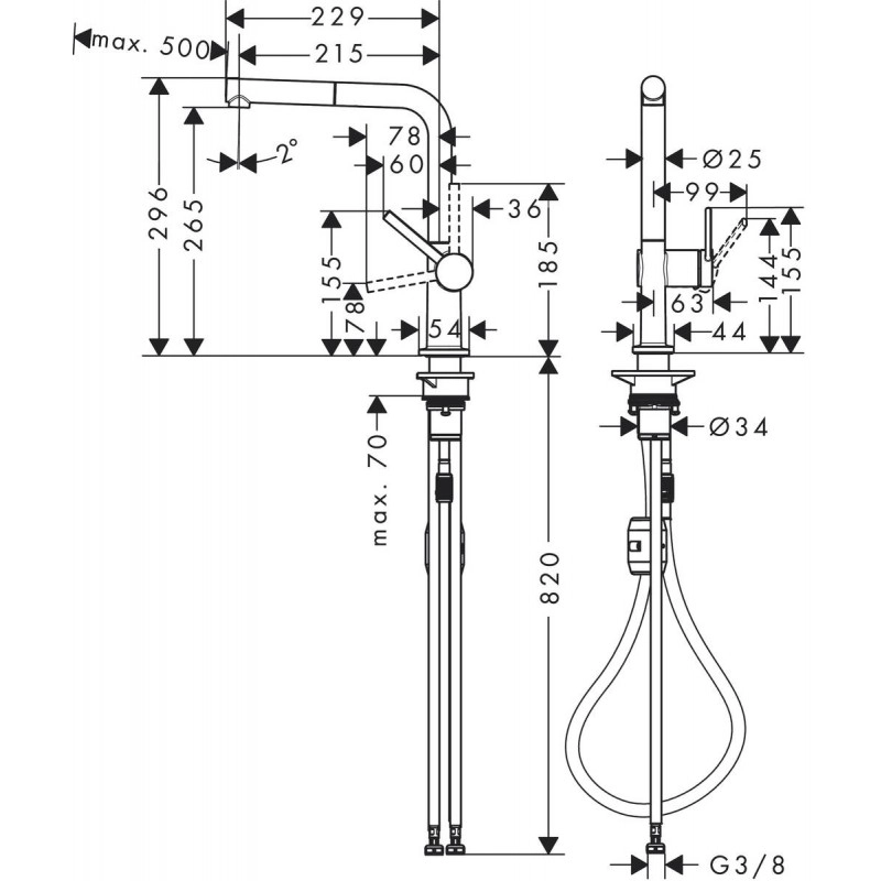 Смеситель для кухни Hansgrohe Talis M54 215мм, нержавеющая сталь (72808800) Фото - 6