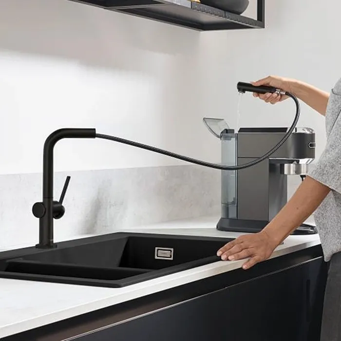 Смеситель для кухни Hansgrohe TALIS M54, однорычажный, 270, с выдвижным изливом, 1jet, sBox, черный матовый Фото - 3