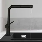 Смеситель для кухни Hansgrohe TALIS M54, однорычажный, 270, с выдвижным изливом, 1jet, sBox, черный матовый Фото - 1
