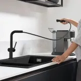 Смеситель для кухни Hansgrohe TALIS M54, однорычажный, 270, с выдвижным изливом, 1jet, sBox, черный матовый Фото - 3