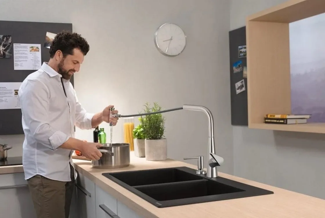 Змішувач для кухні Hansgrohe Talis Select M51 220 1Jet з витяжним виливом, хром (72822000) Фото - 1