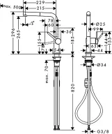 Смеситель для кухни Hansgrohe TALIS M54, однорычажный, 270, 1jet, Eco, с выдвижным изливом, хром Фото - 5