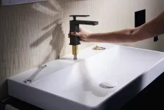 Змішувач для умивальника Hansgrohe Tecturis E 110 без донного клапана, матовий чорний (73011670) Фото - 1