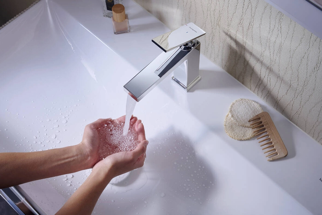 Змішувач для умивальника Hansgrohe Tecturis E CoolStart EcoSmart+ хром без донного клапану (73012000) Фото - 1