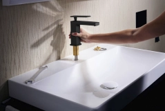 Смеситель для умывальника Hansgrohe Tecturis E 110 CoolStart без донного клапана, черный матовый (73012670) Фото - 3