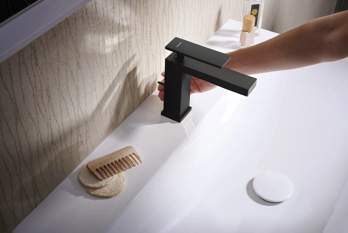 Змішувач для умивальника Hansgrohe Tecturis E 110 CoolStart, матовий чорний (73014670) Фото - 1