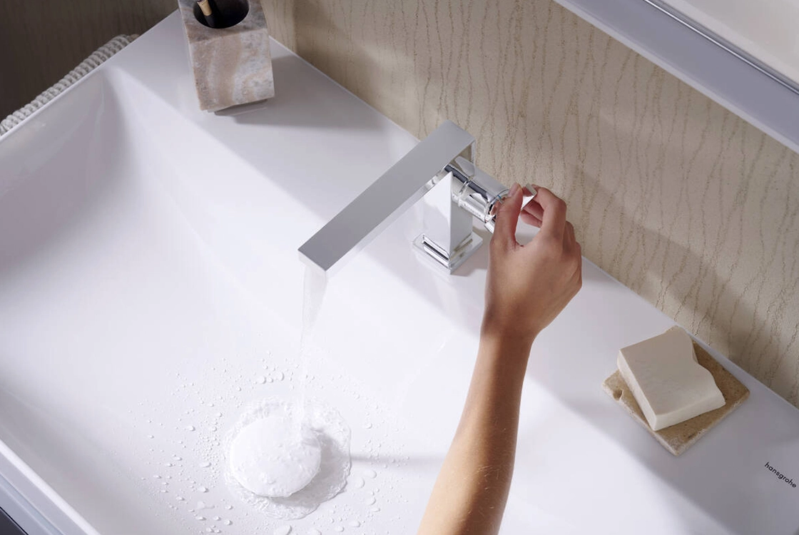 Змішувач для умивальника Hansgrohe TECTURIS E 110, одноважільний ,CoolStart, push-open, хром Фото - 2