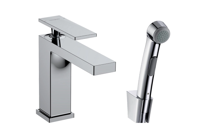 Змішувач для умивальника Hansgrohe Tecturis E 110 з гігієнічною лійкою, хром (73210000)