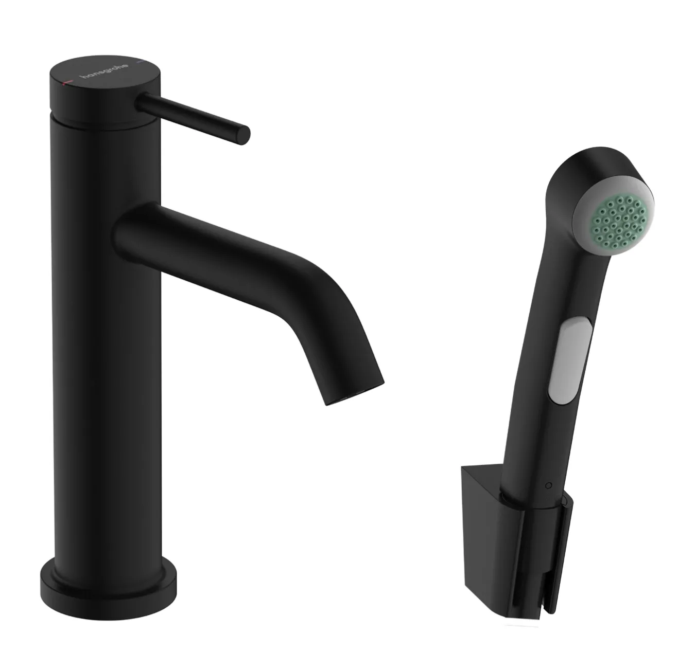 Змішувач для раковини Hansgrohe Tecturis S з гігієнічним душем чорний матовий (73211670)
