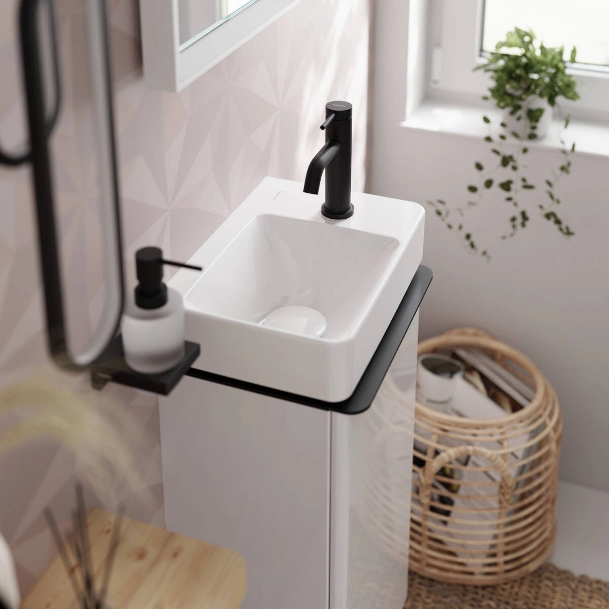 Смеситель для умывальника Hansgrohe Tecturis S 80 CoolStart, матовый черныйk (73302670) Фото - 1