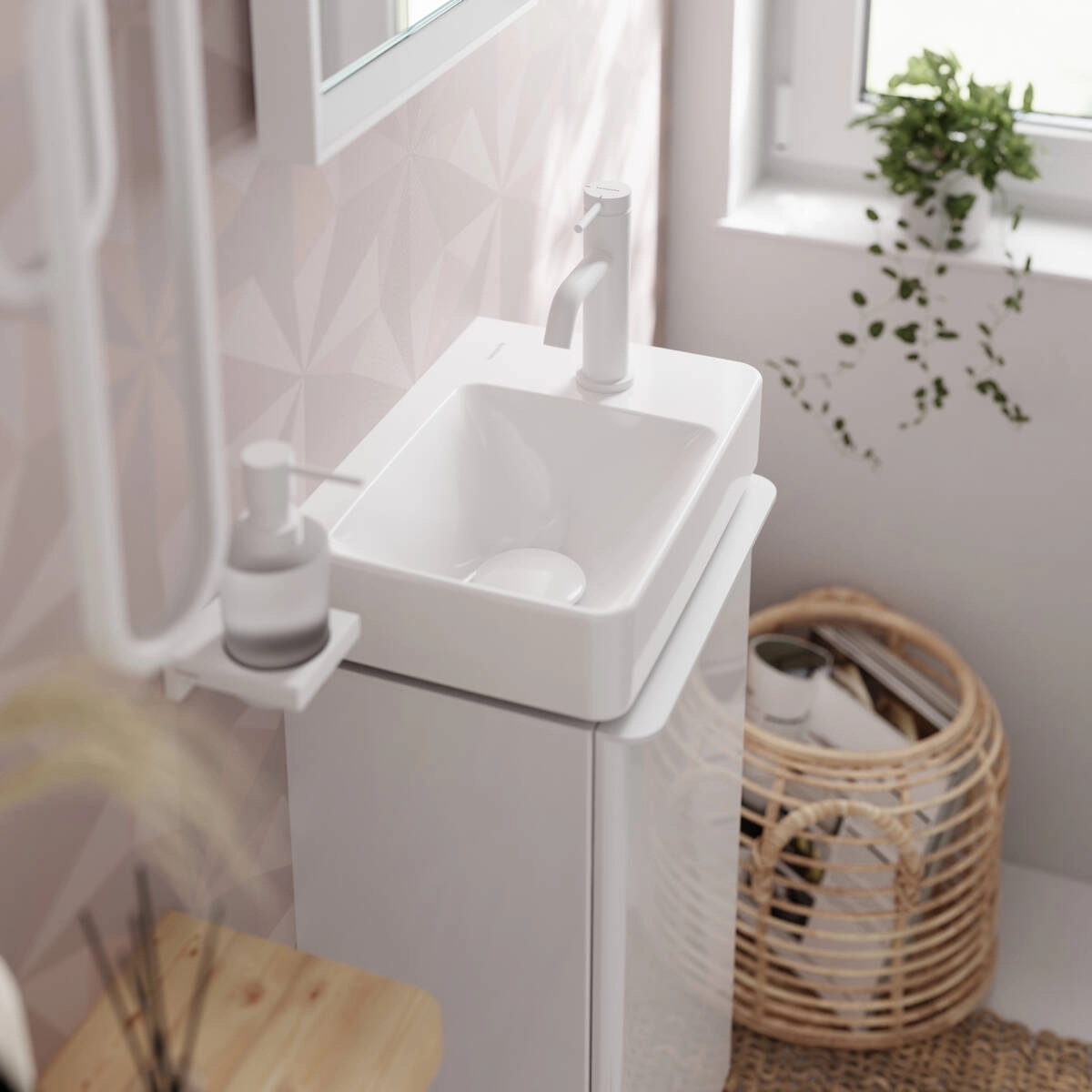 Смеситель для умывальника Hansgrohe Tecturis S 80 CoolStart, матовый белый (73302700) Фото - 1