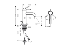 Змішувач для умивальника Hansgrohe TECTURIS S 110, одноважільний, push-open, чорний матовий Фото - 2