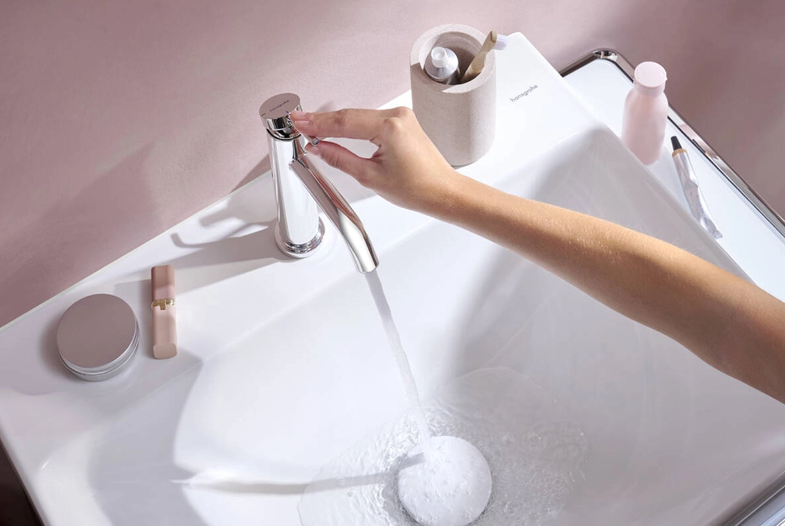 Змішувач для умивальника Hansgrohe Tecturis E CoolStart EcoSmart+ хром з донним клапаном (73314000) Фото - 2