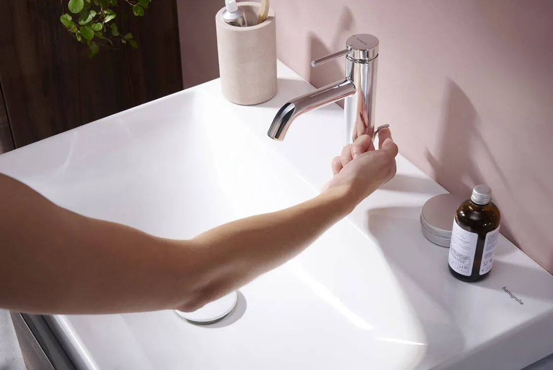 Смеситель для умывальника Hansgrohe Tecturis E CoolStart EcoSmart+ хром с донным клапаном (73314000) Фото - 1