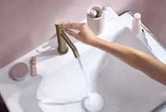 Змішувач для умивальника Hansgrohe Tecturis E CoolStart EcoSmart+ бронзовий з донним клапаном (73314140) Фото - 1