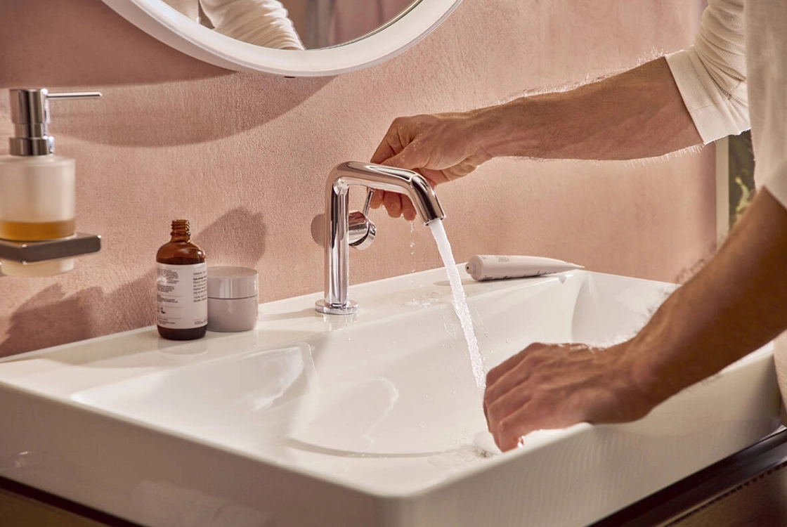 Змішувач для умивальника Hansgrohe TECTURIS S 110, одноважільний ,CoolStart, push-open,  хром Фото - 1