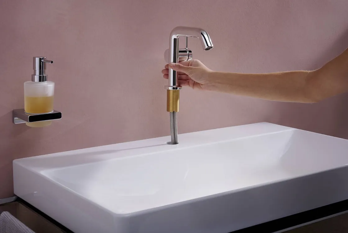 Смеситель для умывальника Hansgrohe TECTURIS S 110, однорычажный ,CoolStart, push-open, хром Фото - 2
