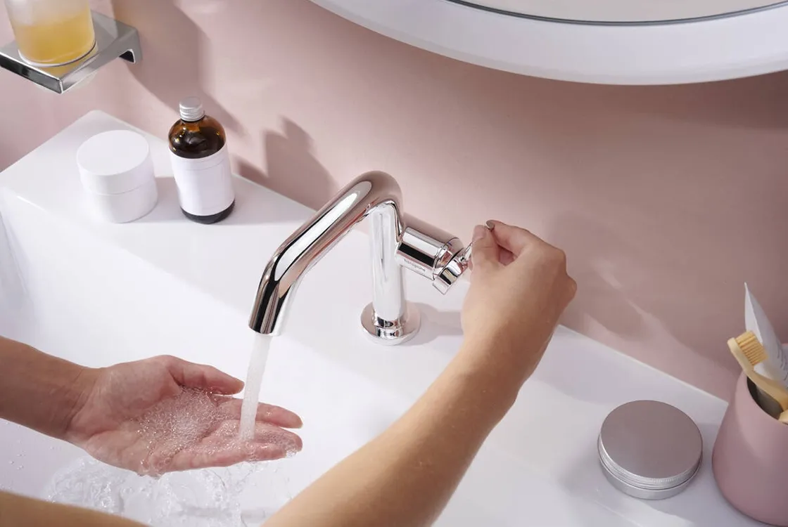 Смеситель для умывальника Hansgrohe TECTURIS S 110, однорычажный ,CoolStart, push-open, хром Фото - 3