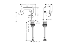 Смеситель для раковины Hansgrohe Tecturis S CoolStart EcoSmart+ со сливным гарнитуром бронза (73320140) Фото - 4