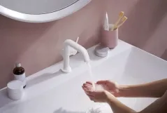 Змішувач для раковини Hansgrohe Tecturis S CoolStart EcoSmart+ зі зливним гарнітуром білий матовий (73320700) Фото - 2
