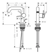 Смеситель для умывальника Hansgrohe TECTURIS S 110, однорычажный, CoolStart,EcoSmart+, шлифованная бронза Фото - 3