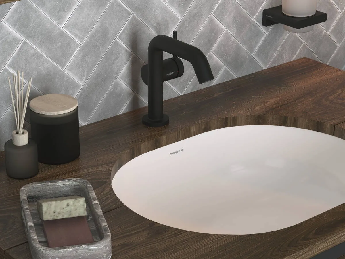 Змішувач для раковини Hansgrohe Tecturis S CoolStart EcoSmart+ зі зливним гарнітуром чорний матовий (73323670) Фото - 3