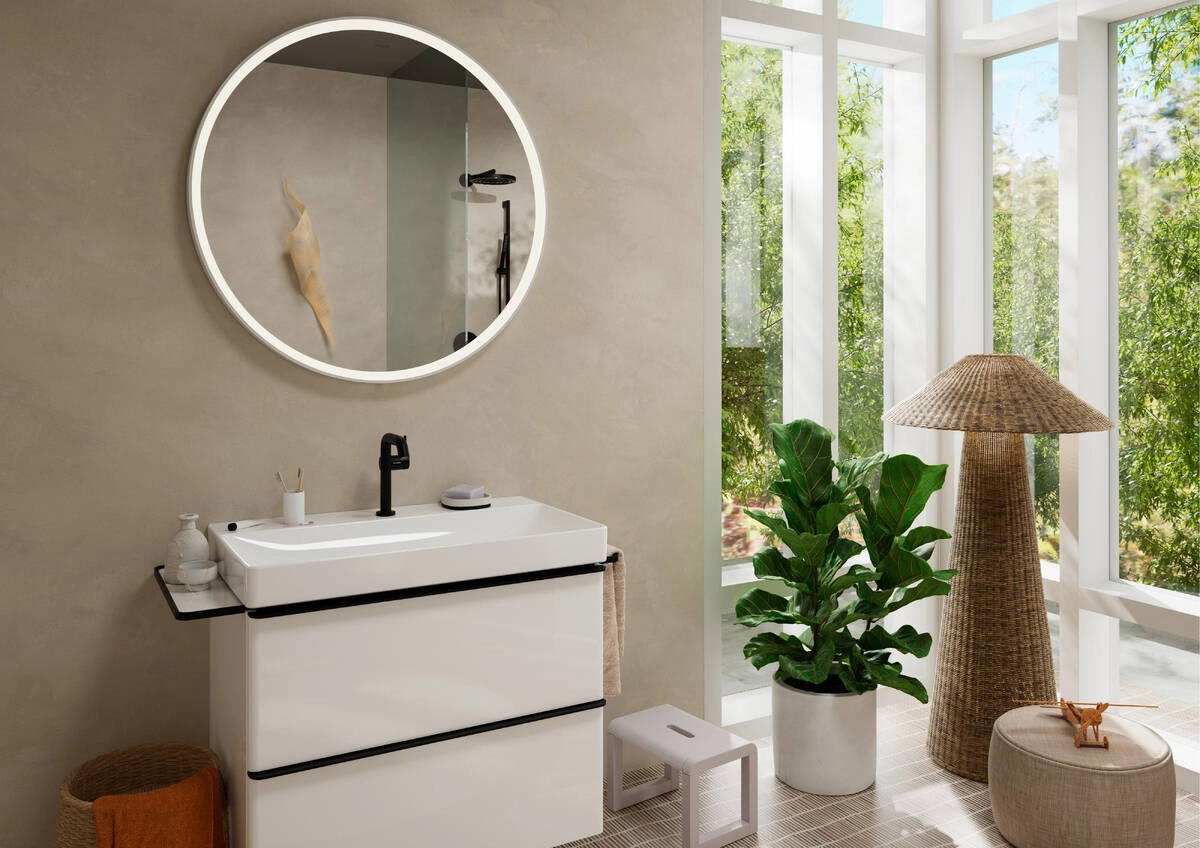Смеситель для раковины Hansgrohe Tecturis S CoolStart EcoSmart+ без сливного гарнитура черный матовый (73341670) Фото - 1