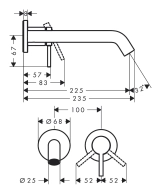 Змішувач для умивальника Hansgrohe Tecturis S 225 зі стіни, матовий чорний (73351670) Фото - 2
