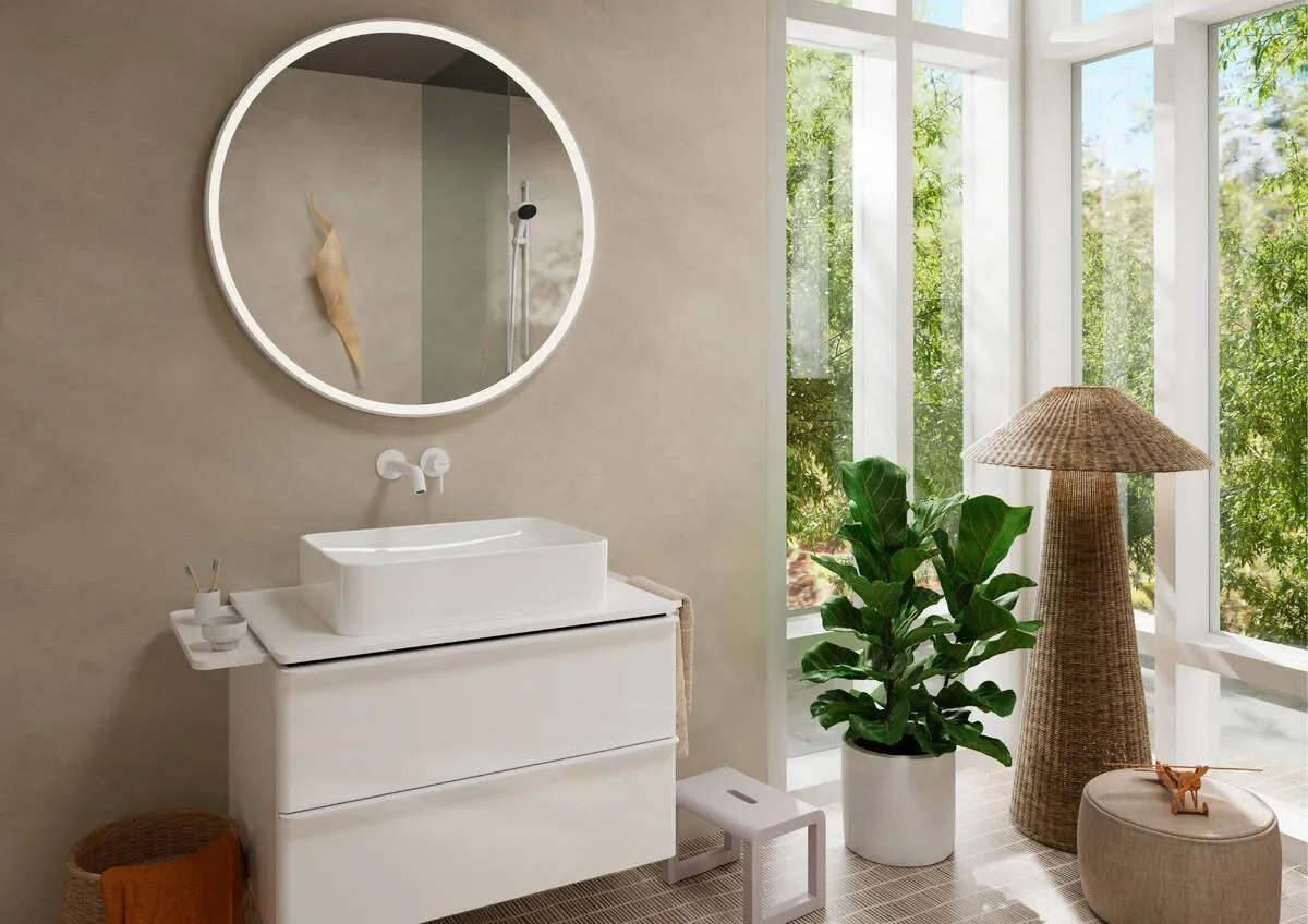 Змішувач для умивальника Hansgrohe Tecturis S 225 зі стіни, матовий білий (73351700) Фото - 1