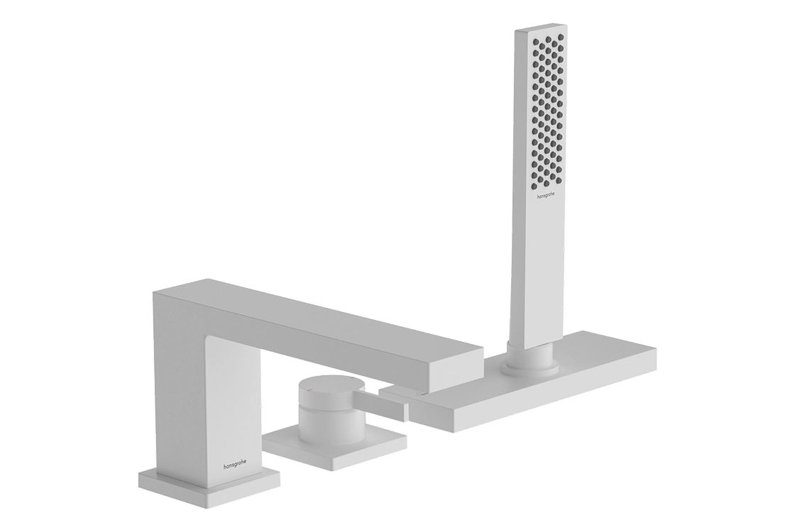 Змішувач на край ванни Hansgrohe Tecturis E врізний на 3 отвори з sBox, Matt White (73443700)