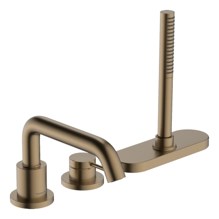 Смеситель на край ванны Hansgrohe Tecturis S врезной на 3 отверстия с sBox, Brushed Bronze (73447140)