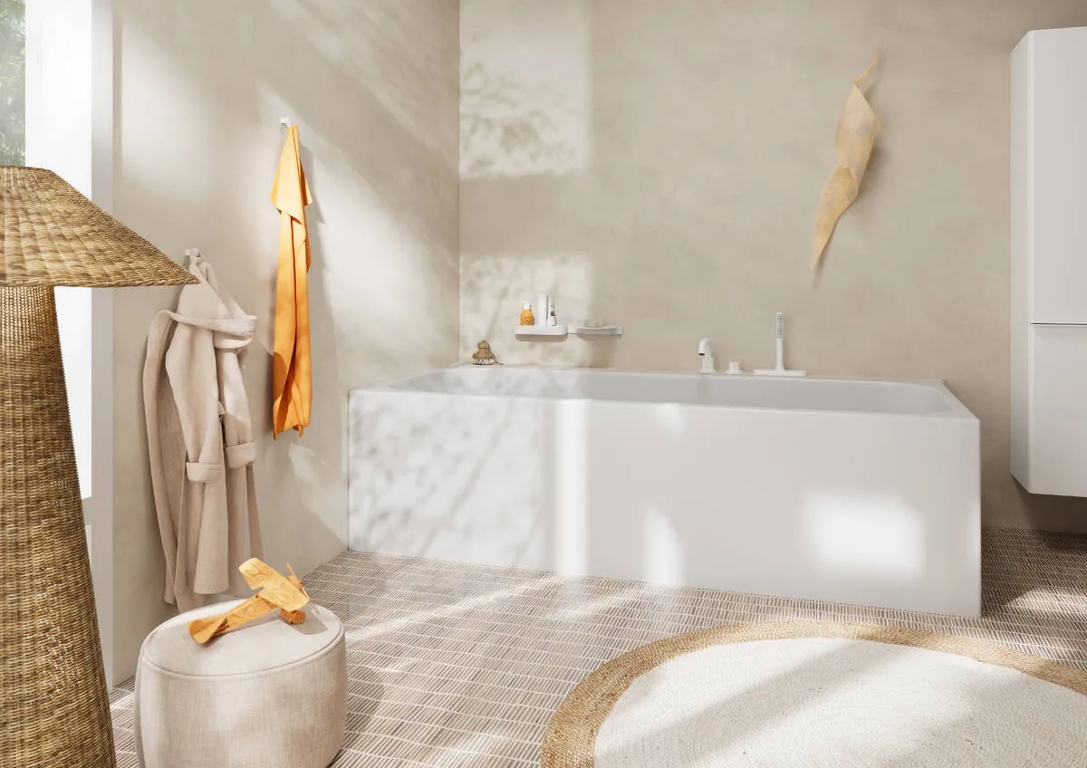 Смеситель врезной на край ванны Hansgrohe Tecturis S на 3 отверстия с sBox, матовый белый (73447700) Фото - 1