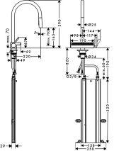 Змiшувач для кухнi Hansgrohe AQUNO SELECT M81, одноважiльний, з висувним душем, 3jet, sBox, хром Фото - 4