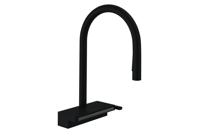 Смеситель для кухни Hansgrohe AQUNO SELECT M81, однорычажный, с вытяжным изливом, 3jet, sBox, черный мат