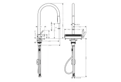 Змiшувач для кухнi Hansgrohe Aquno Select M81, одноважiльний,  3jet, з витяжним виливом, хром Фото - 3
