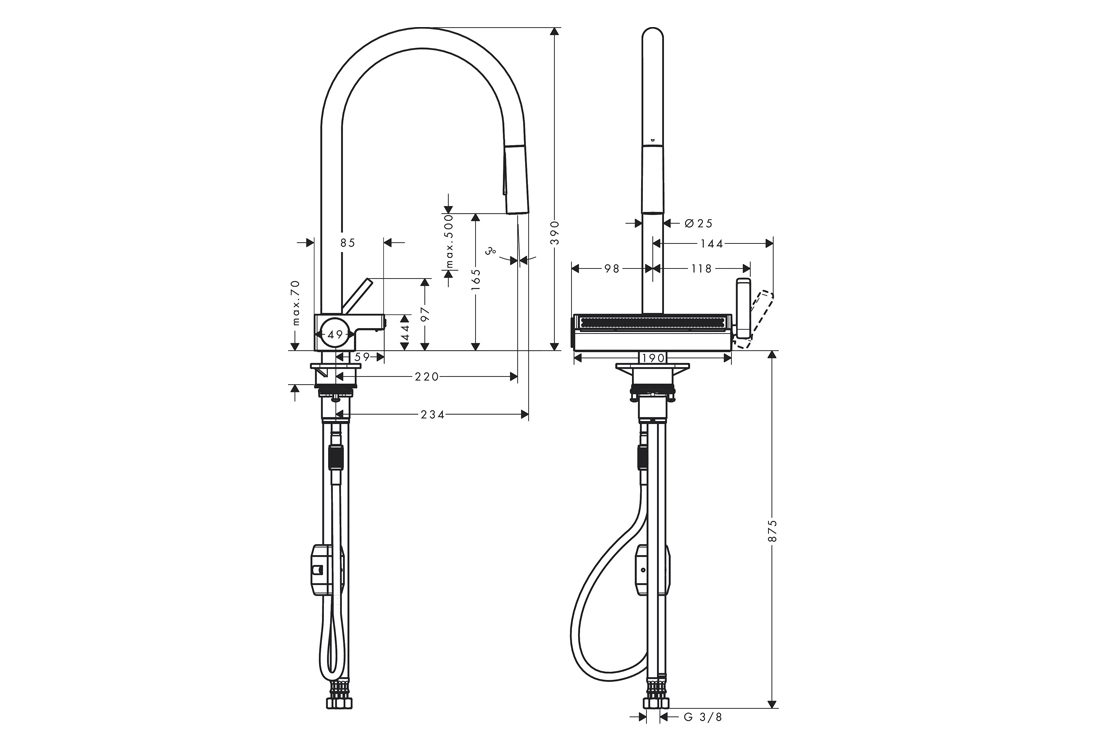 Змішувач для кухні Hansgrohe Aquno Select M81 220мм, сталь (73837800) Фото - 3