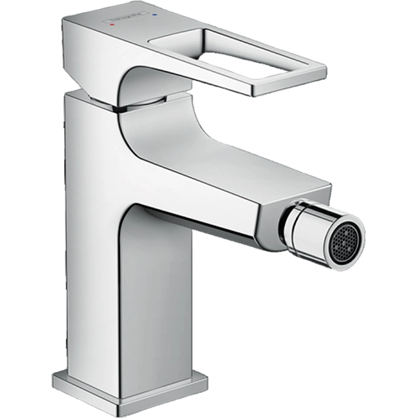 Смеситель для биде Hansgrohe Metropol однорычажный с петлевидной ручкой и сливным гарнитуром push-open, хром