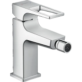 Смеситель для биде Hansgrohe Metropol однорычажный с петлевидной ручкой и сливным гарнитуром push-open, хром