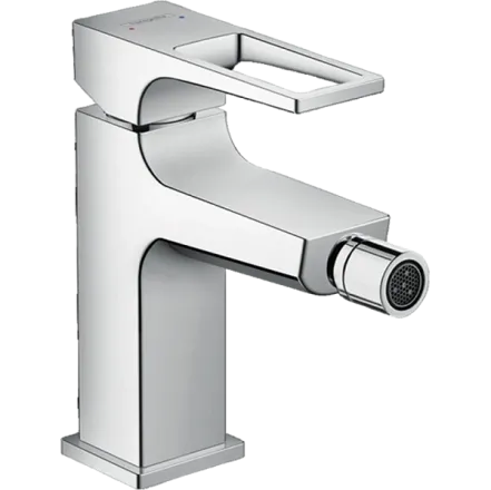 Смеситель для биде Hansgrohe Metropol однорычажный с петлевидной ручкой и сливным гарнитуром push-open, хром