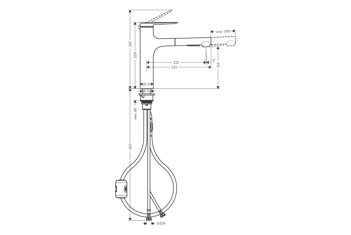 Змішувач для кухні Hansgrohe Zesis M33 231мм, хром (74801000) Фото - 1
