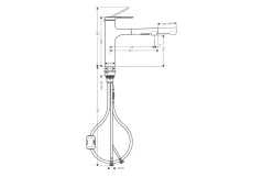 Смеситель для кухни Hansgrohe Zesis M33 160 2jet с вытяжным изливом, матовый черный (74801670) Фото - 1