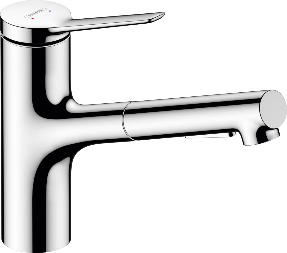 Змішувач для кухні Hansgrohe Zesis M33 150 2jet з витяжним зливом sBox Lite, хром (74803000)