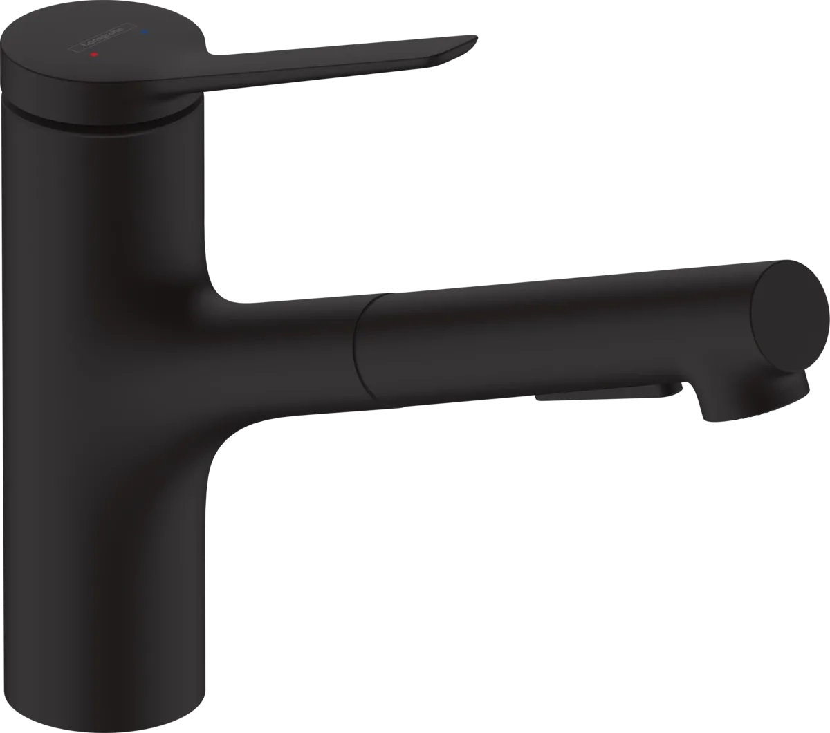Змішувач для кухні Hansgrohe Zesis M33 150 2jet з витяжним виливом sBox Lite, матовий чорний (74803670)